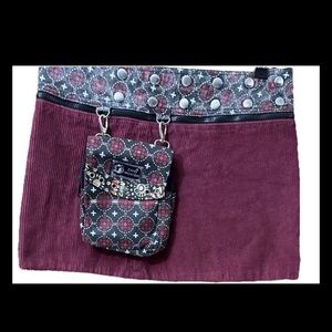 ZAND Amsterdam Reversible Snap Wrap Skirt Floral Trim 30” waist attached Bag